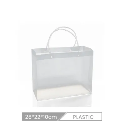 Pp Tote Bag 28*22*10cm Custom Transparent Plastic Frosted Pvc Shopping Bag